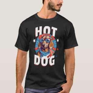 Camiseta 4 de julio Dachsund Weiner Dog Weenie USA Americ