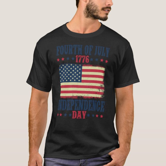 Camiseta 4 de julio de 1776 Día de la Independencia Bandera (Anverso)
