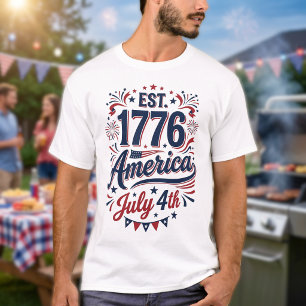 Camiseta 4 de julio de 1776 rojo blanco y azul