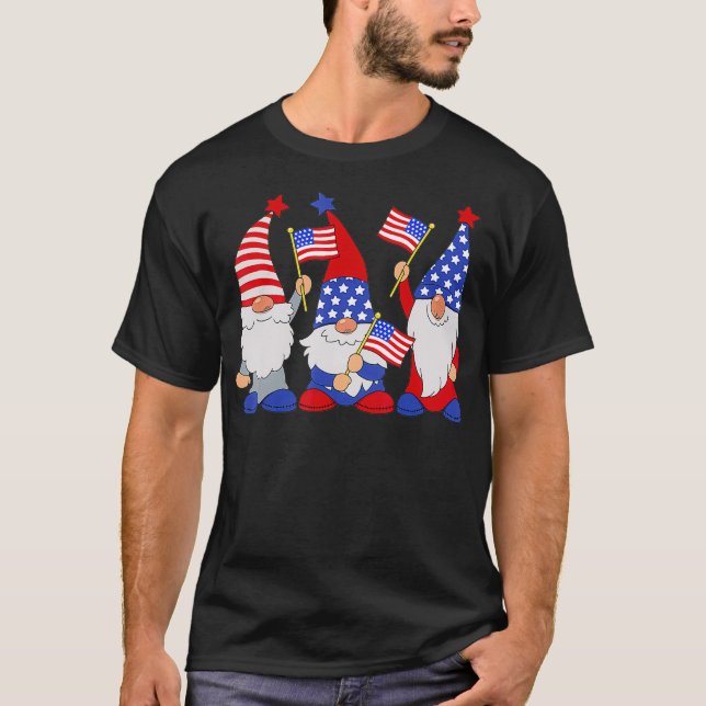 Camiseta 4 De Julio De 2021 Patriotic Gnomes Funny American (Anverso)