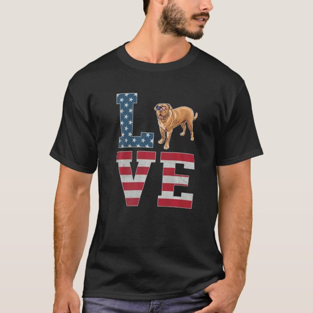 Camiseta 4 De Julio Decor Amo Patriótico Mastiff Perro Amer (Anverso)