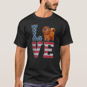 Camiseta 4 De Julio Decor Patriótico Amor Chow Perro Ame