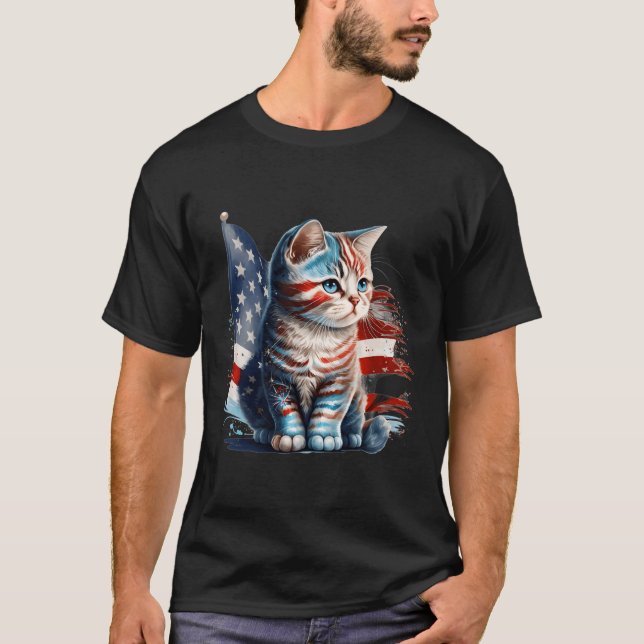 Camiseta 4 De Julio, Día Conmemorativo, Bandera Patriótica  (Anverso)