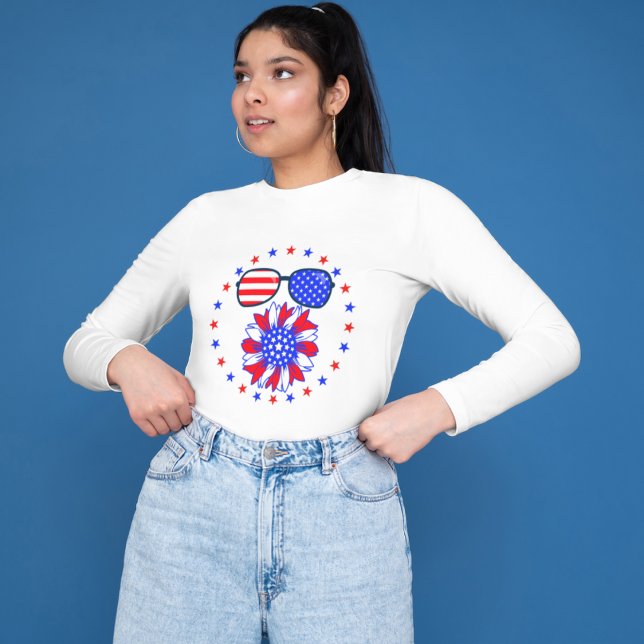 Camiseta 4 De Julio Día De La Independencia Blanco Azul Roj (Elegant)