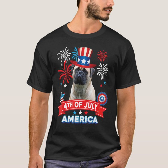 Camiseta 4 De Julio Día Patriótico Bullmastiff Independenci (Anverso)