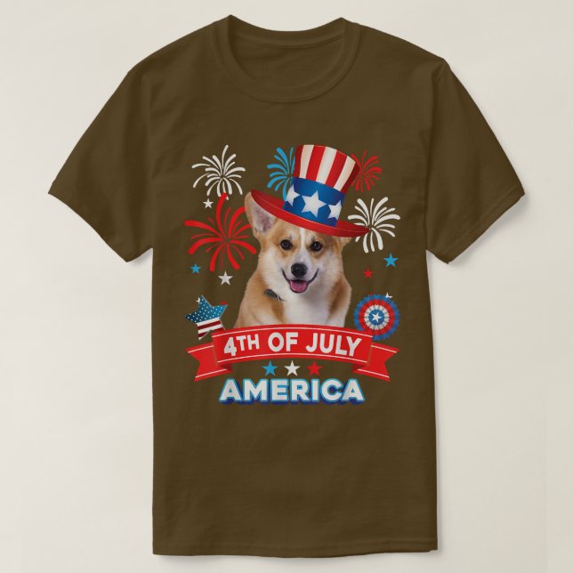 Camiseta 4 De Julio Día Patriótico Independencia De Perro C (Diseño del anverso)