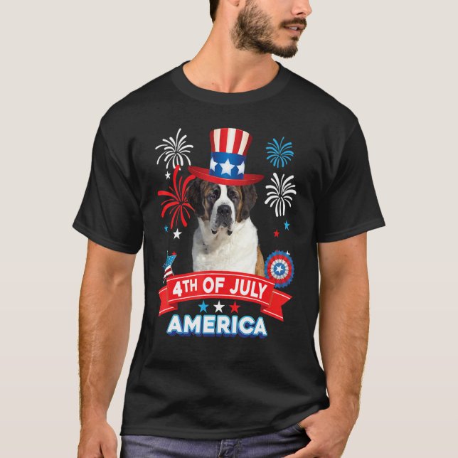 Camiseta 4 De Julio Día Patriótico Independencia De Perro D (Anverso)