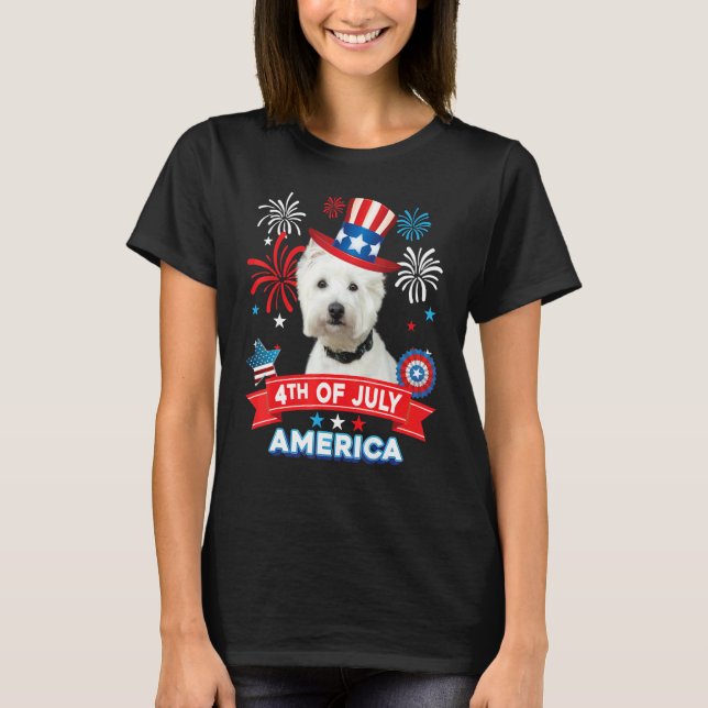 Camiseta 4 De Julio Día Patriótico Independencia De Perro W (Anverso)