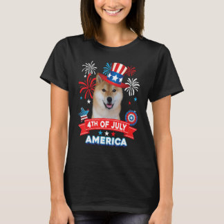 Camiseta 4 De Julio Día Patriótico Shiba Inu Independencia