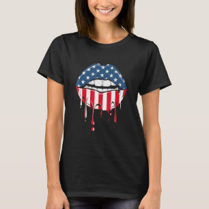Camiseta 4 De Julio Días De Derivación Lips Beso Fl Estadou