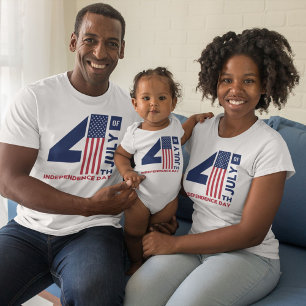 Camiseta 4 de julio Diseño de texto rojo blanco y azul