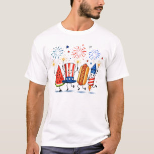 Camiseta 4 de julio divertidos fuegos artificiales