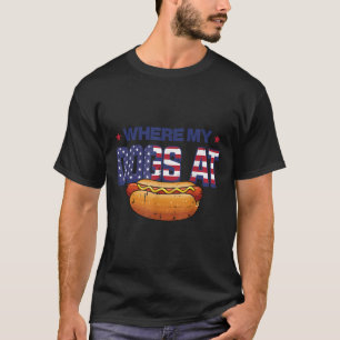 Camiseta 4 De Julio Donde Están Mis Perros Hotdog Patriota