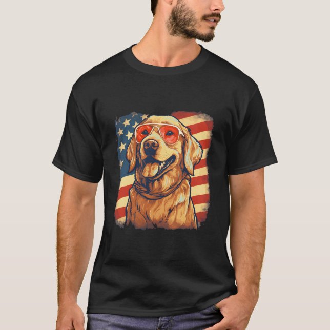 Camiseta 4 De Julio Dorado Bandera Americana Dorada Patriót (Anverso)