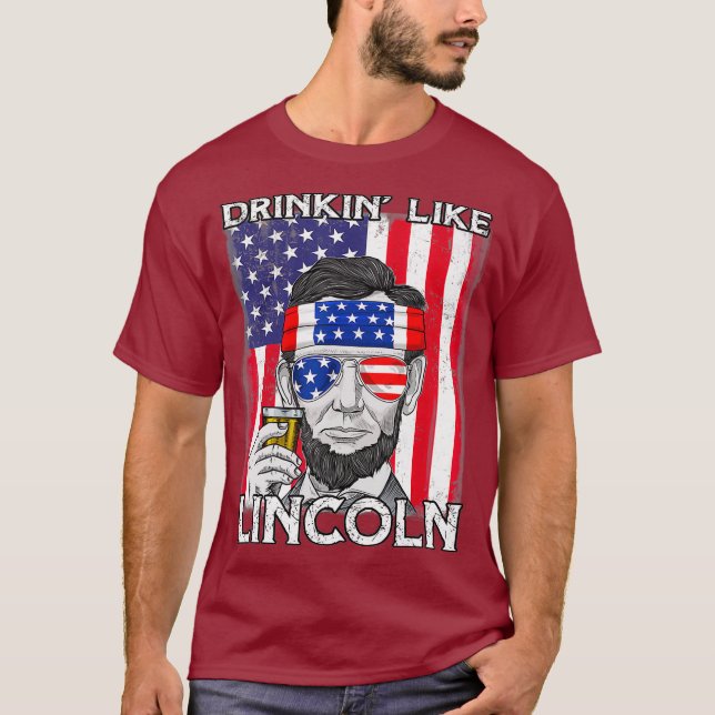 Camiseta 4 De Julio Drinkin Como Lincoln Abraham Abe (Anverso)