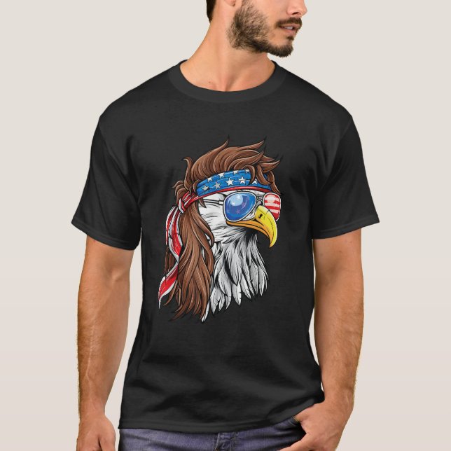 Camiseta 4 de julio Eagle Mullet Murica Bandera Americana E (Anverso)