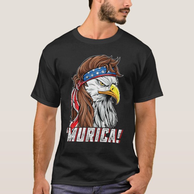 Camiseta 4 De Julio Eagle Mullet Murica Bandera Estadounide (Anverso)