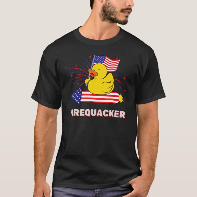 Camiseta 4 De Julio Eeuu Patriotic Firecracker Rubber Duck (Anverso)