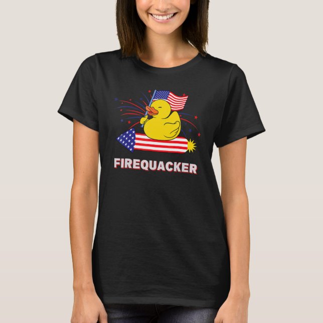 Camiseta 4 De Julio Eeuu Patriotic Firecracker Rubber Duck (Anverso)