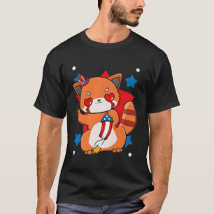 Camiseta 4 De Julio El Panda Rojo Patriótico Fuego De Fuego