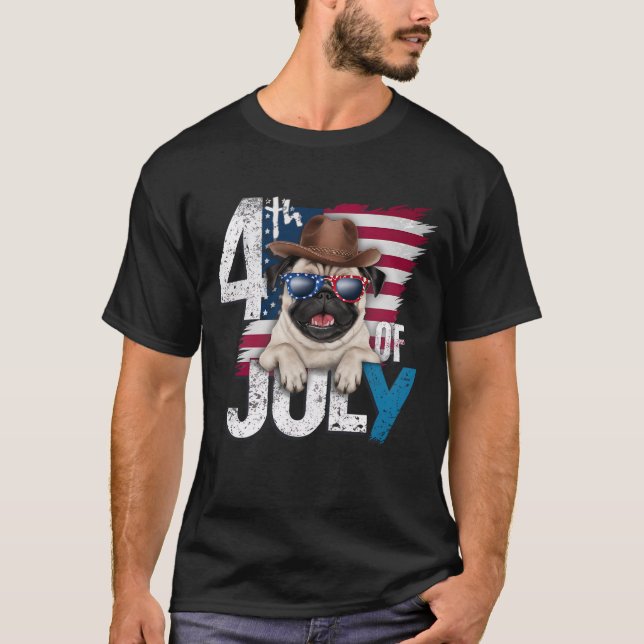 CAMISETA 4 DE JULIO - EL PUG CELEBRA LA INDEPENDENCIA (Anverso)