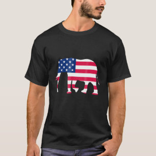 Camiseta 4 De Julio Elefante Rojo Azul Blanco Estadounidens