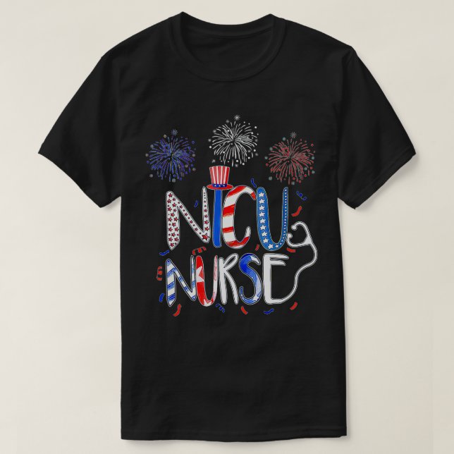 Camiseta 4 de julio Enfermera de Nicu, divertida enfermera  (Diseño del anverso)