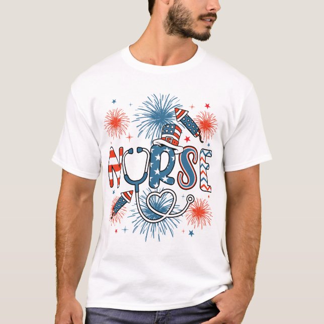 Camiseta 4 De Julio Enfermeras Patrióticas (Anverso)