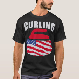 Camiseta 4 de julio Equipo de Curling Deportivo Bandera Ame