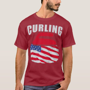 Camiseta 4 de julio Equipo de Curling Deportivo Bandera Ame