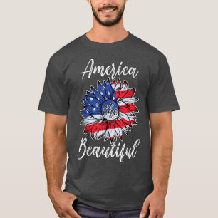 Camiseta 4 De Julio Estados Unidos Sunflower Estados Unidos