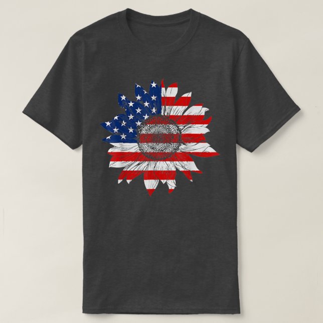 Camiseta 4 De Julio Estados Unidos Sunflower Estados Unidos (Diseño del anverso)