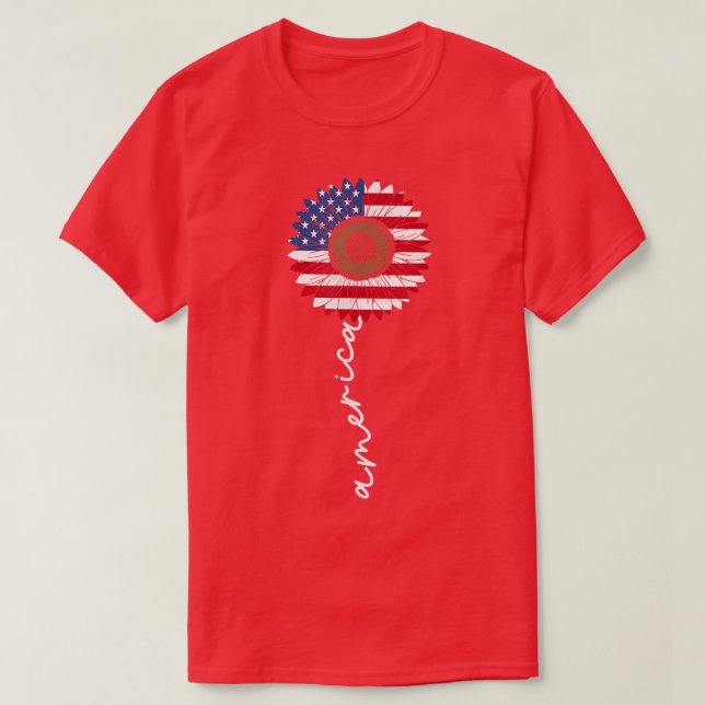 Camiseta 4 De Julio Estados Unidos Sunflower Estados Unidos (Diseño del anverso)