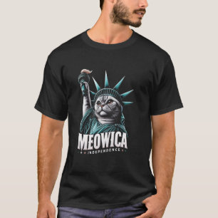 Camiseta 4 de julio Estatua de la Libertad Gato Meowica Ind