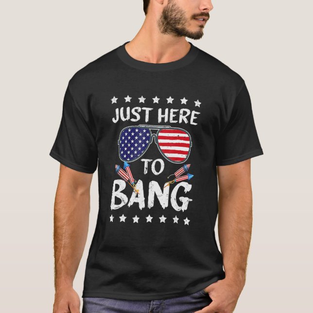 Camiseta 4 De Julio Estoy Acá Para Bang Usa Flag Sunglas (Anverso)