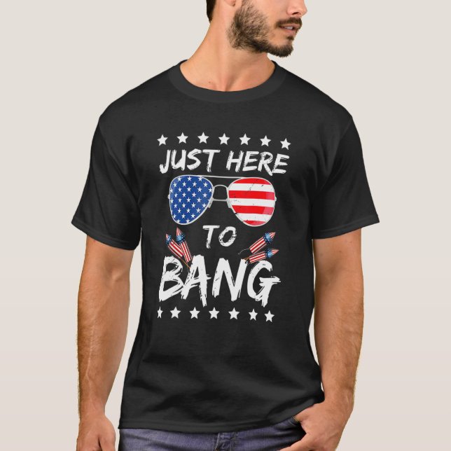 Camiseta 4 De Julio Estoy Acá Para Bang Usa Flag Sunglas (Anverso)