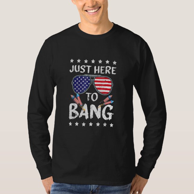 Camiseta 4 De Julio Estoy Acá Para Bang Usa Flag Sunglass (Anverso)
