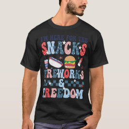Camiseta 4 de julio estoy aquí por los snacks fuegos artifi