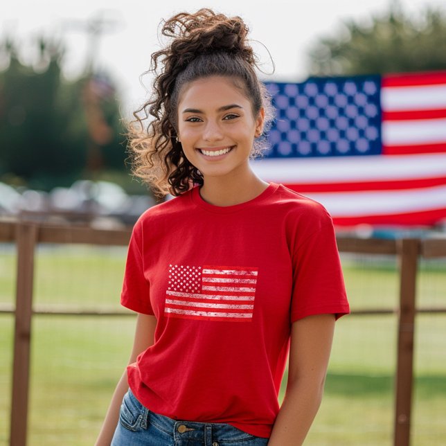 Camiseta 4 de julio: Estrellas y rayas de la bandera estado (July 4th Stars And Stripes American Flag Women's T-Shirt)
