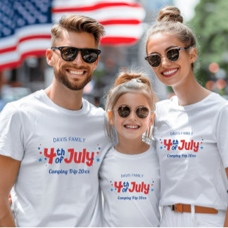 Camiseta 4 de julio Familia coincidente Azul blanco rojo