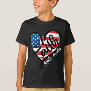 Camiseta 4 de julio Fe Cristiana Patriótica Corazón America