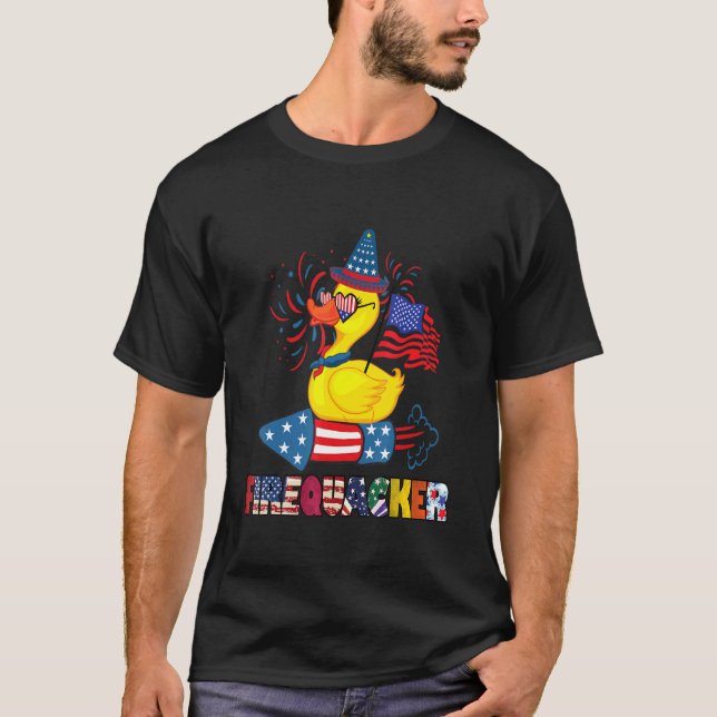 Camiseta 4 De Julio Firequacker Patriótico Rubber Duck (Anverso)
