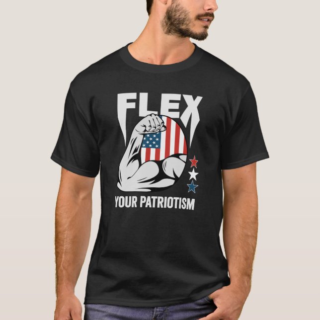 Camiseta 4 de julio Flex Your Patriotism Gym Workout USA F (Anverso)