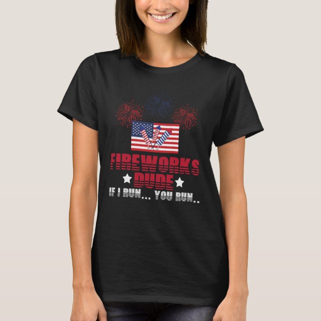Camiseta 4 de julio fuegos artificiales de bandera patrioti (Anverso)