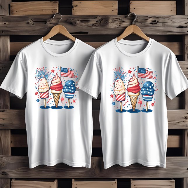 Camiseta 4 de julio Fuegos artificiales de helados de Estad (Subido por el creador)