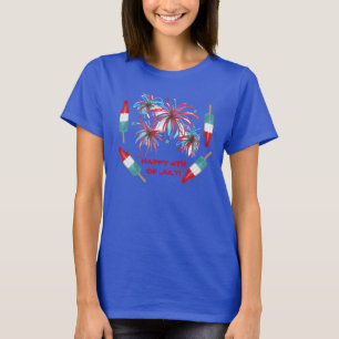 Camiseta 4 de julio fuegos artificiales opúsculos Rojo Blan