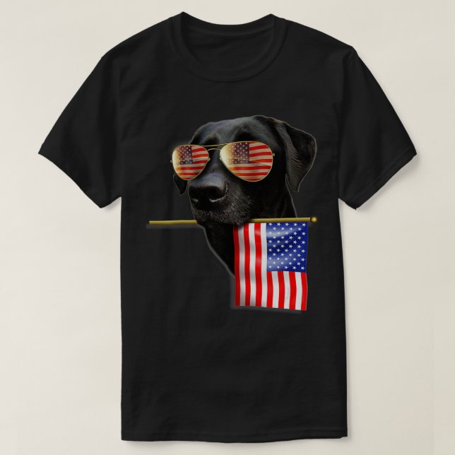 Camiseta 4 de julio Fun Bandera Americana Labrador Perro Lo (Diseño del anverso)