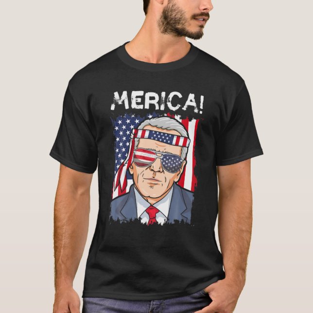Camiseta 4 De Julio, Funny Joe Biden Bandera Estadounidense (Anverso)