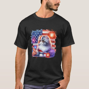 Camiseta 4 de julio Funny Meowica Persa Cat Lover Dueño