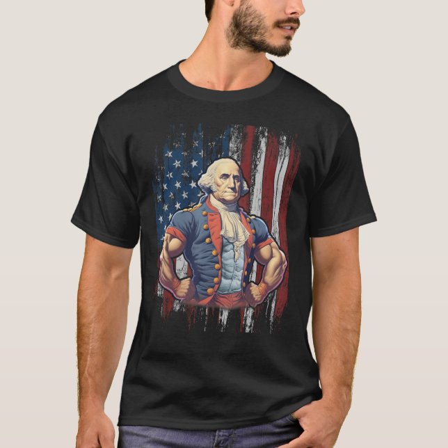 Camiseta 4 de julio Funny Patriótico George Washington Juli (Anverso)